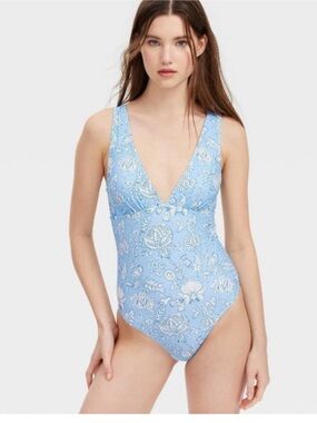 Roller Rabbit Light Blue Floral One-Piece Swimsuit